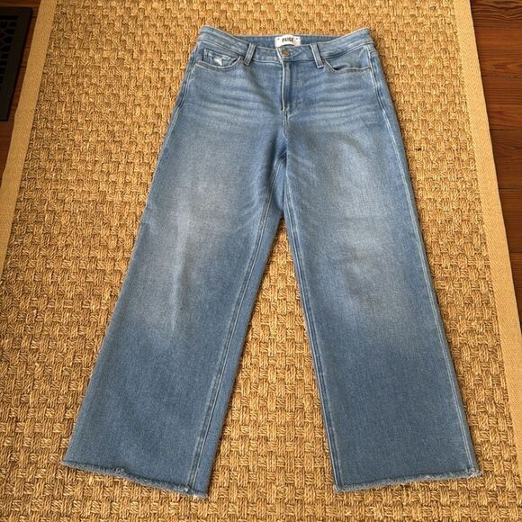 Great Condition Nellie Wide Leg Cropped Jean With Raw Hem By PAIGE - Picture 6 of 9